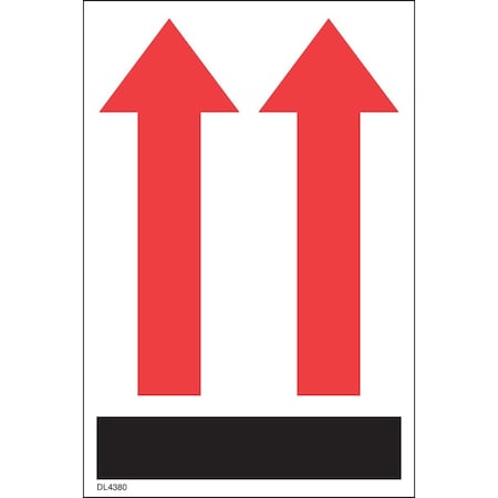 Decker Tape Products Label, DL4380, ARROWS UP, 3" X 4" DL4380